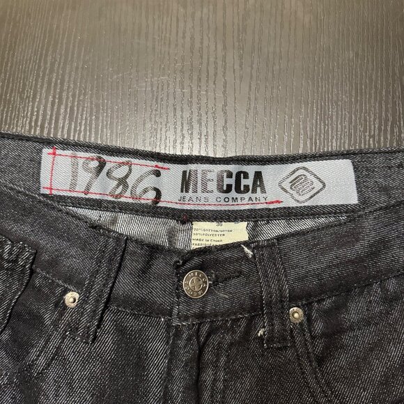 Vintage Mecca Jean Shorts Men's 36 Black Denim Jorts Wide Leg Skater Baggy Y2K - Picture 8 of 12